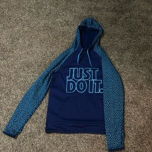 Therma-fit, Nike, small blue hoodie.